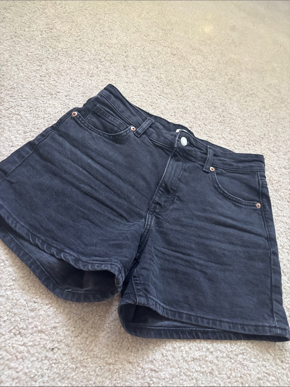 H&M High-Rise Black Denim Shorts